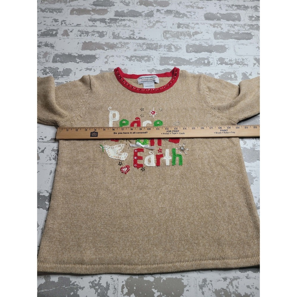 Tiara International Christmas Collection Sweater‎ Peach on Earth Women's Medium - Picture 7 of 7